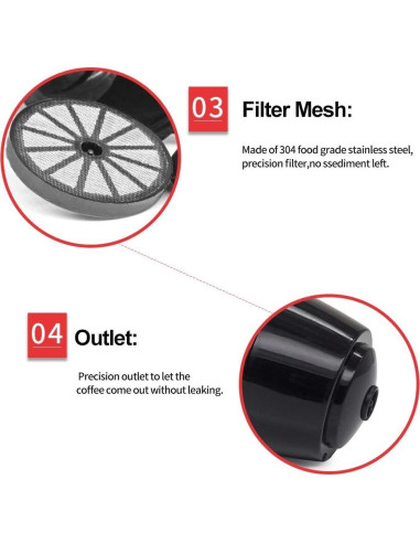 Cápsulas de Café Reutilizables BRBHOM 6 Pcs Negro para D*lce G*sto