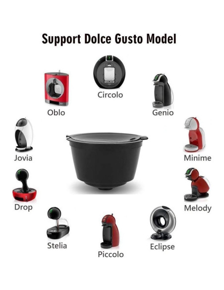 Cápsulas de Café Reutilizables BRBHOM 6 Pcs Negro para D*lce G*sto