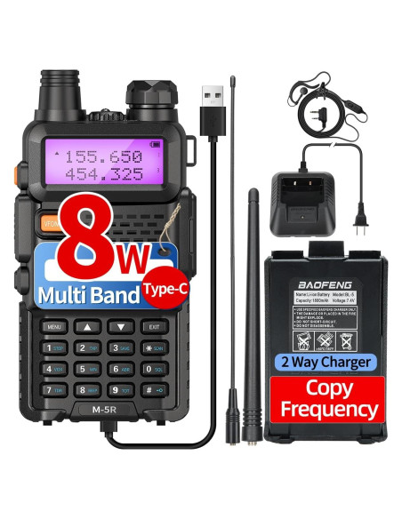 Baofeng M-5R Radio Ham 8W Walkie Talkie Bidireccional