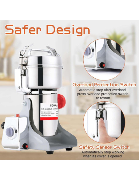 Molino de Grano Eléctrico BI-DTOOL 800g Acero Inoxidable 1800W