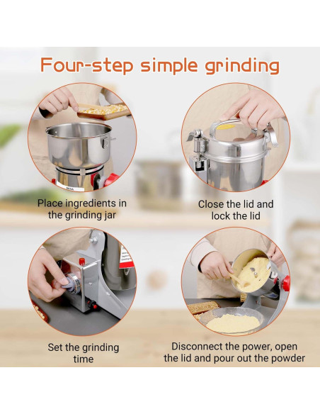 Molino de Grano Eléctrico BI-DTOOL 800g Acero Inoxidable 1800W