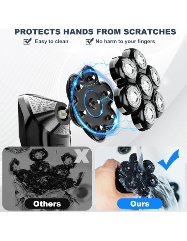 Afeitadora eléctrica Hexus para hombres calvos IPX7 5 en 1