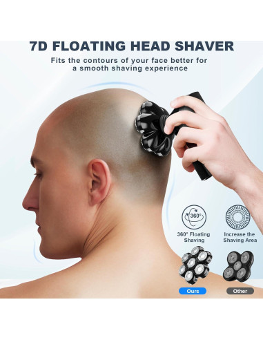 Afeitadora eléctrica Hexus para hombres calvos IPX7 5 en 1