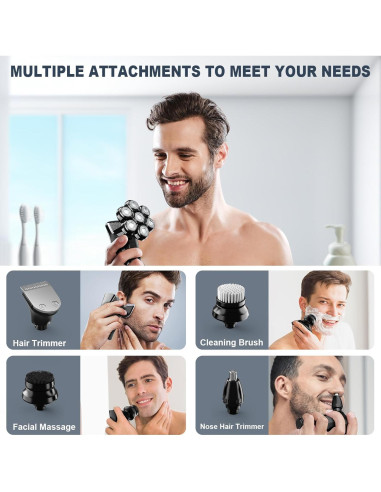 Afeitadora eléctrica Hexus para hombres calvos IPX7 5 en 1