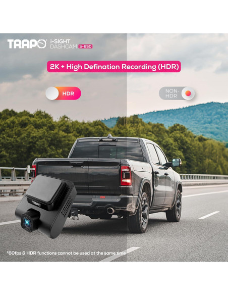 Cámara Dash Trapo S650 Doble Lente 2K HDR GPS Wi-Fi