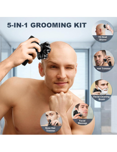 Afeitadora eléctrica Hexus para hombres calvos IPX7 5 en 1