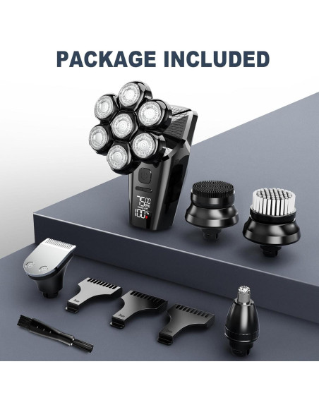 Afeitadora eléctrica Hexus para hombres calvos IPX7 5 en 1