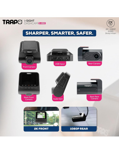 Cámara Dash Trapo S650 Doble Lente 2K HDR GPS Wi-Fi