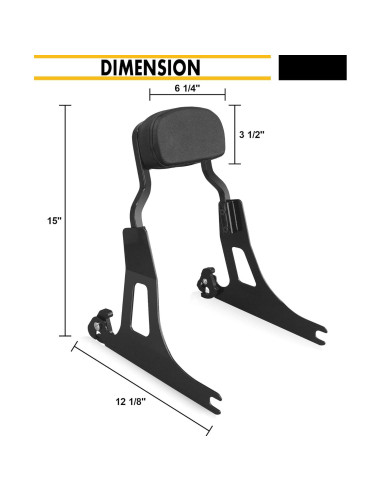 Respaldo Sissy Bar Desmontable Harvards Chrome Negro 06-17 Dyna