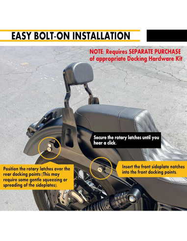 Respaldo Sissy Bar Desmontable Harvards Chrome Negro 06-17 Dyna