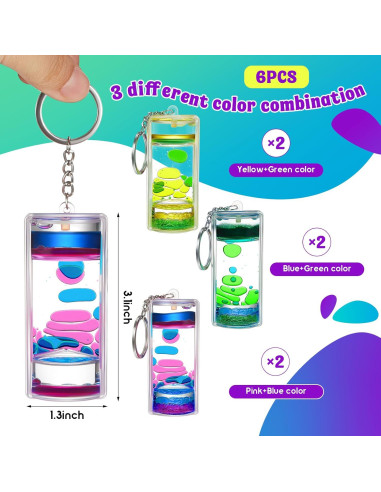 6 Llaveros Sensoriales Burbujas de Movimiento Equsion