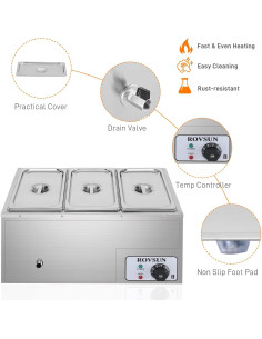 Calentador de Comida Eléctrico ROVSUN 21QT Acero Inoxidable 2