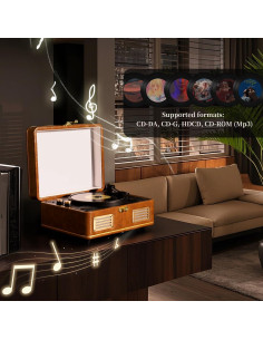 Reproductor de CD portátil Bluetooth MANAYO 1966 con altavoces 2