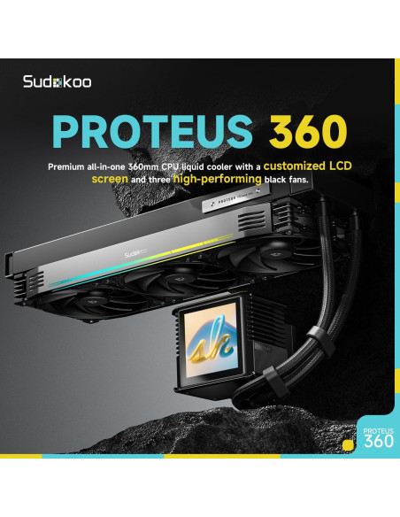 Enfriador de CPU Líquido AIO Sudokoo PROTEUS 360mm LCD