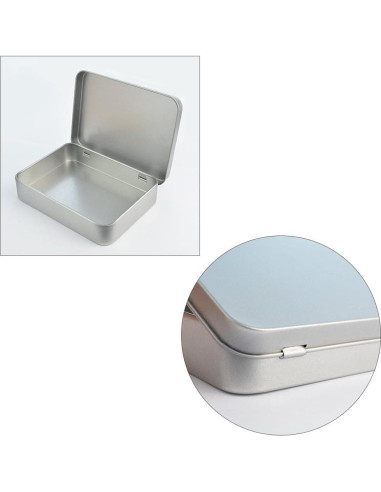 12 Cajas de Lata Rectangulares Wobe con Bisagra 11.4x8.4x2.3 cm