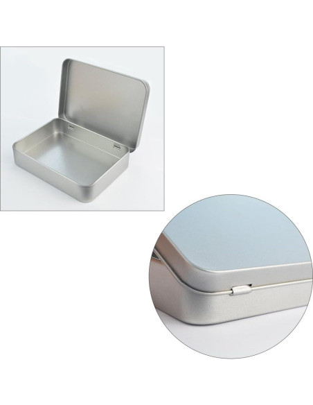 12 Cajas de Lata Rectangulares Wobe con Bisagra 11.4x8.4x2.3 cm