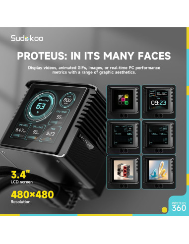 Enfriador de CPU Líquido AIO Sudokoo PROTEUS 360mm LCD