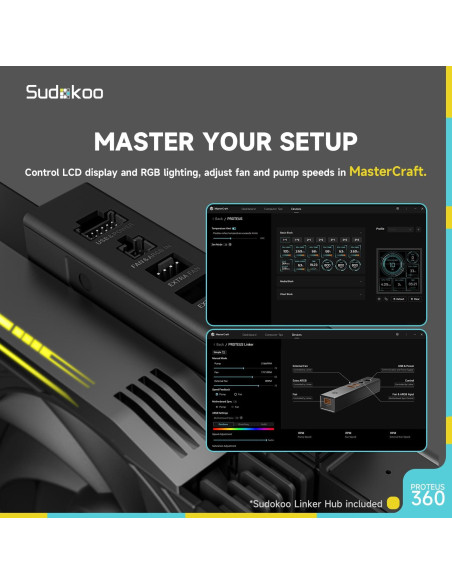 Enfriador de CPU Líquido AIO Sudokoo PROTEUS 360mm LCD