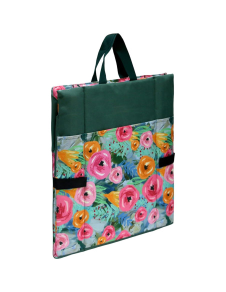 Cojín de Asiento Plegable JLDTOP Floral Verde con Respaldo