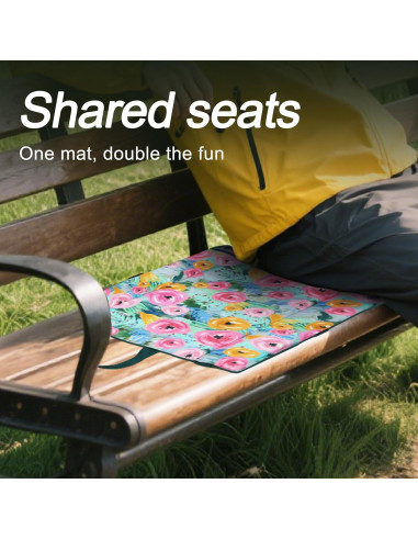 Cojín de Asiento Plegable JLDTOP Floral Verde con Respaldo