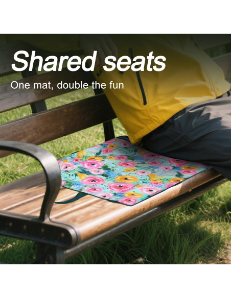 Cojín de Asiento Plegable JLDTOP Floral Verde con Respaldo