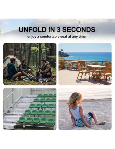 Cojín de Asiento Plegable JLDTOP Floral Verde con Respaldo