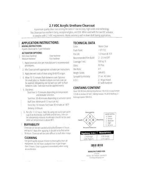 LiME LiNE 2K Clearcoat Brillante 4.73L - Capa Transparente Automotriz