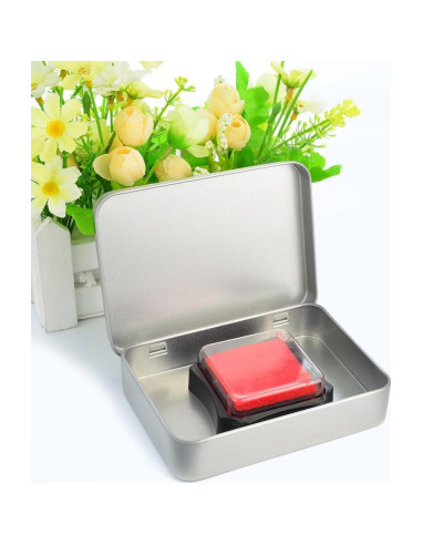 12 Cajas de Lata Rectangulares Wobe con Bisagra 11.4x8.4x2.3 cm