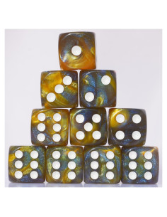 10 Dados Acrílicos D6 16mm DND MTG Marrón y Azul