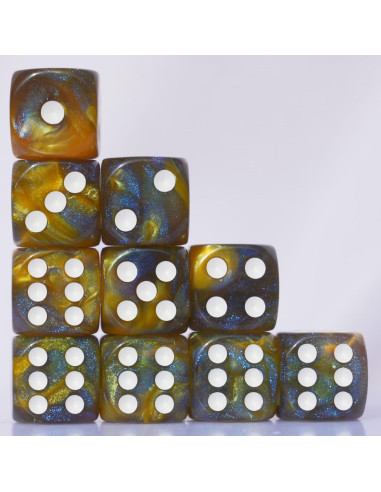10 Dados Acrílicos D6 16mm DND MTG Marrón y Azul