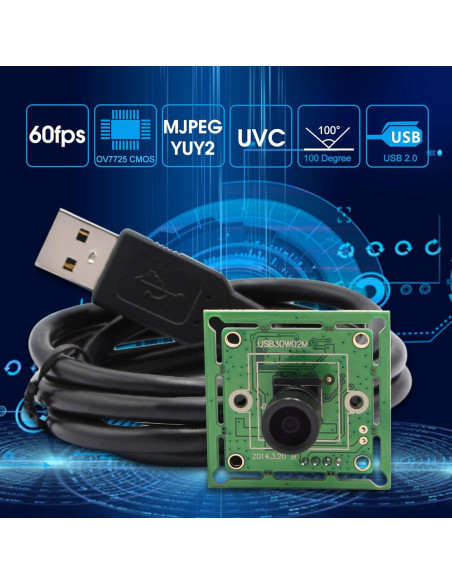 Cámara USB ELP VGA 100 Grados Gran Angular 480P 60fps