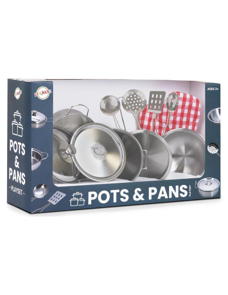 Juego de Ollas y Utensilios de Cocina Playkidz 9 Piezas