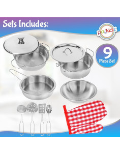 Juego de Ollas y Utensilios de Cocina Playkidz 9 Piezas 2