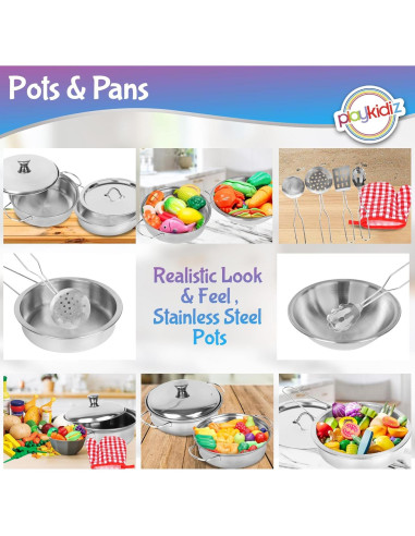 Juego de Ollas y Utensilios de Cocina Playkidz 9 Piezas