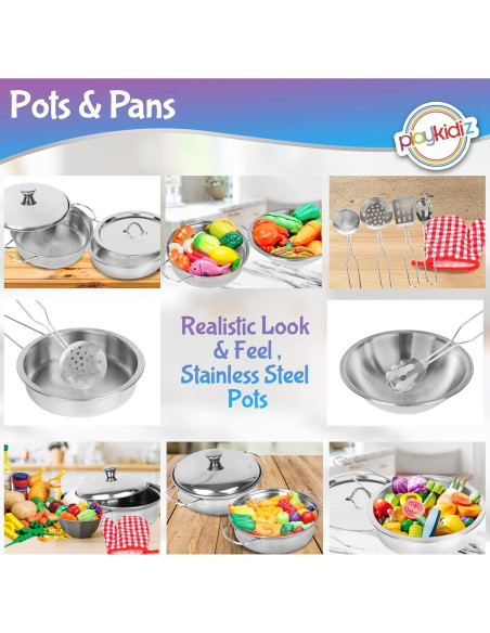 Juego de Ollas y Utensilios de Cocina Playkidz 9 Piezas