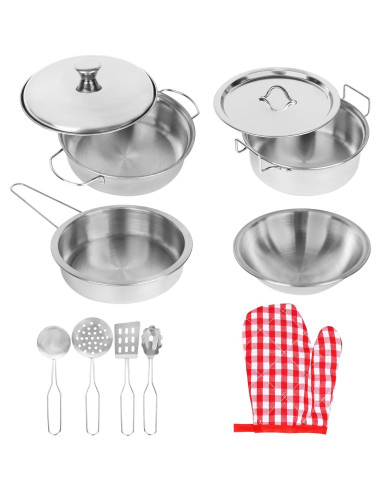 Juego de Ollas y Utensilios de Cocina Playkidz 9 Piezas