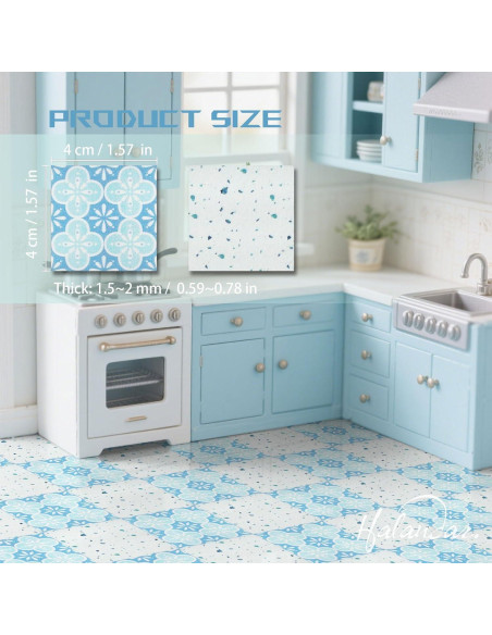 Azulejos de Suelo para Casa de Muñecas Halandar 32pcs Doble Cara