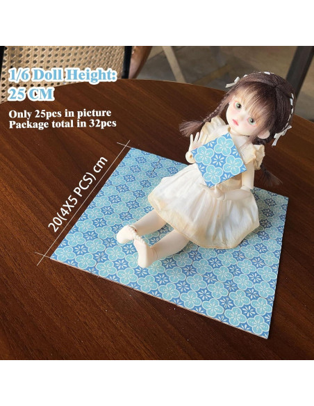 Azulejos de Suelo para Casa de Muñecas Halandar 32pcs Doble Cara