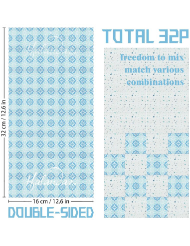 Azulejos de Suelo para Casa de Muñecas Halandar 32pcs Doble Cara