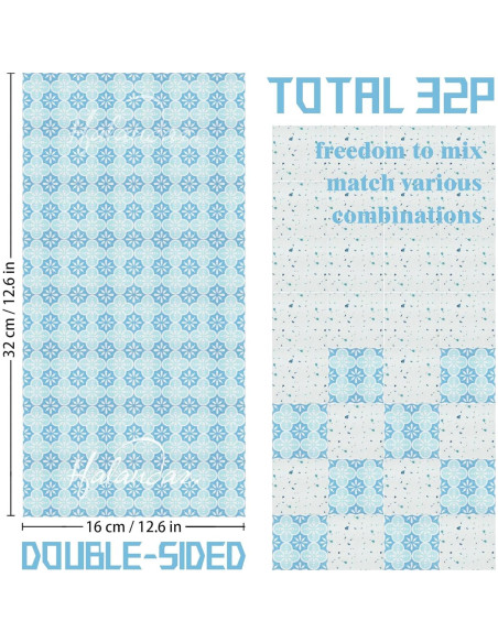 Azulejos de Suelo para Casa de Muñecas Halandar 32pcs Doble Cara