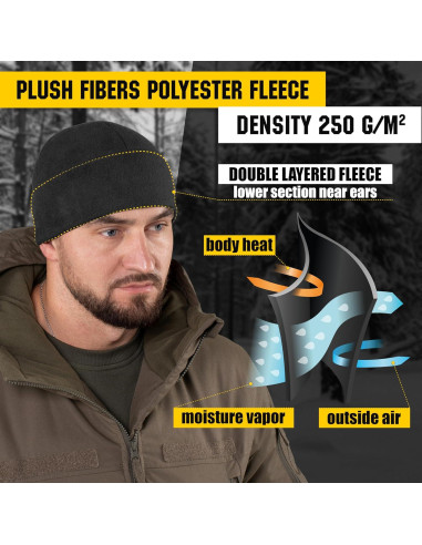 Gorro Táctico Militar M-Tac Elite Fleece Negro Pequeño