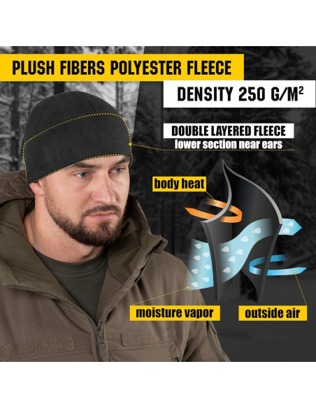 Gorro Táctico Militar M-Tac Elite Fleece Negro Pequeño