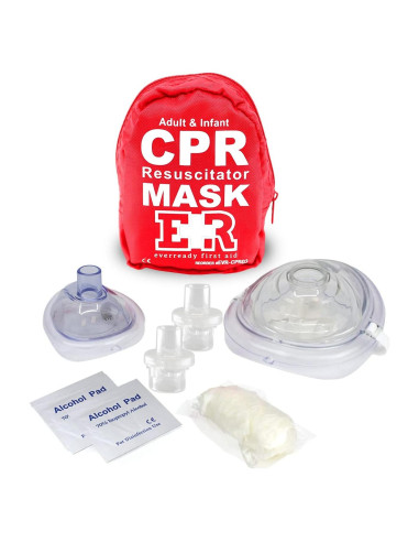 Kit de RCP Ever Ready First Aid - 2 Máscaras, Guantes y Alcohol