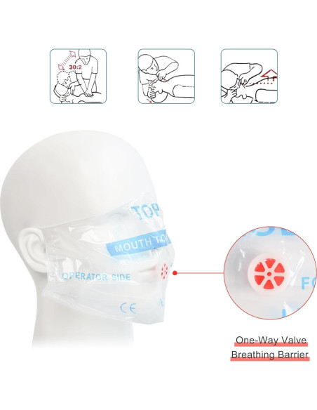 KONGDY 10pcs Máscara de CPR con Válvula Unidireccional