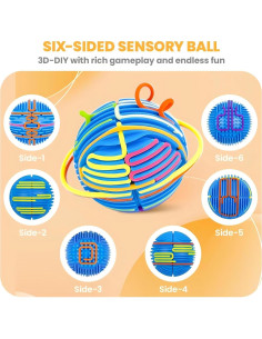 Bola Sensorial Antiestrés Azul 3D DIY para Niños y Adultos 2