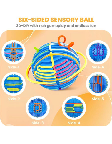 Bola Sensorial Antiestrés Azul 3D DIY para Niños y Adultos