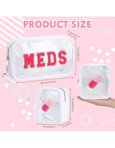 Bolsa de Medicina Hillban 2 Pcs Chenille Preppy Transparente 2