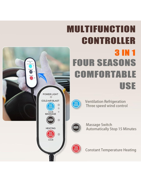 Funda de Asiento de Coche LGNORA 3 en 1 con Enfriador y Masaje