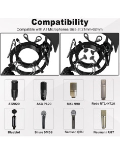 Soporte de micrófono universal con filtro antipop - Negro 2