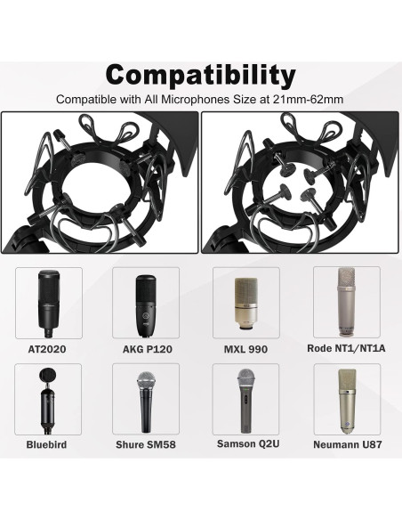 Soporte de micrófono universal con filtro antipop - Negro Soporte de micrófono universal con filtro antipop - Negro